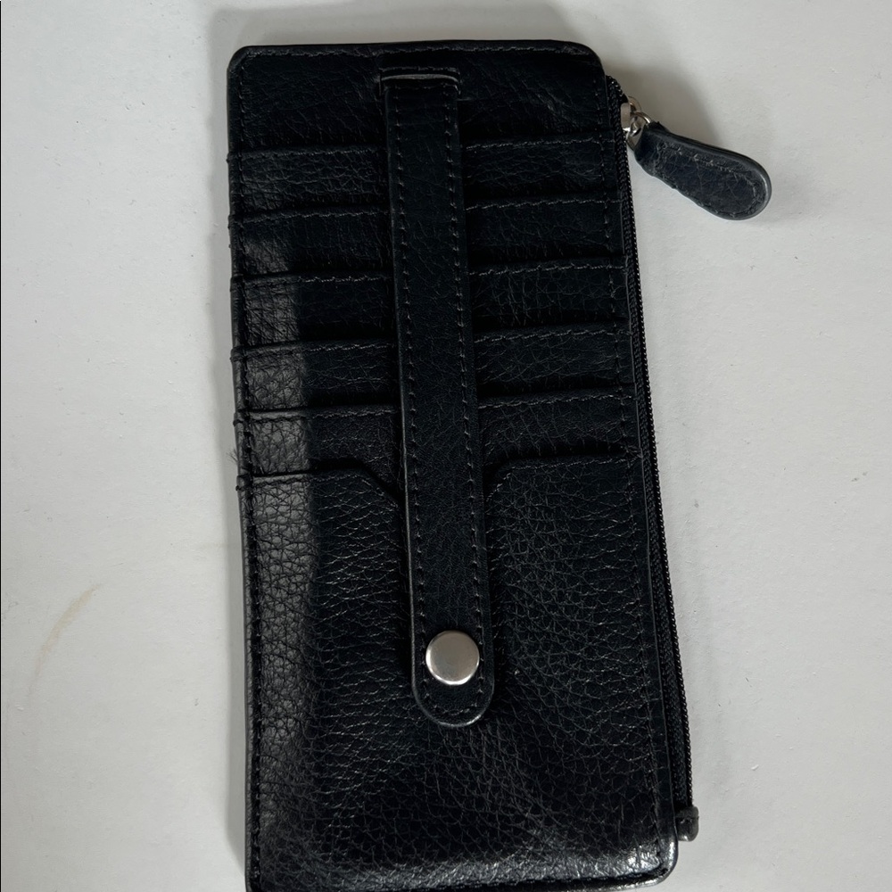 Genuine Leather Card Holder Wallet with Snap Closure